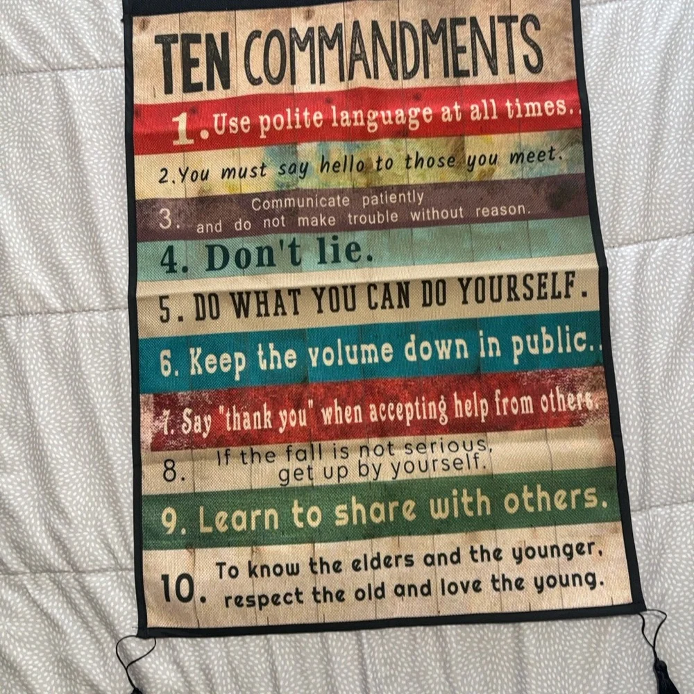 & Other Stories Ten Commandments Wall Art - Red, Teal, Turquoise, Beige, Brown